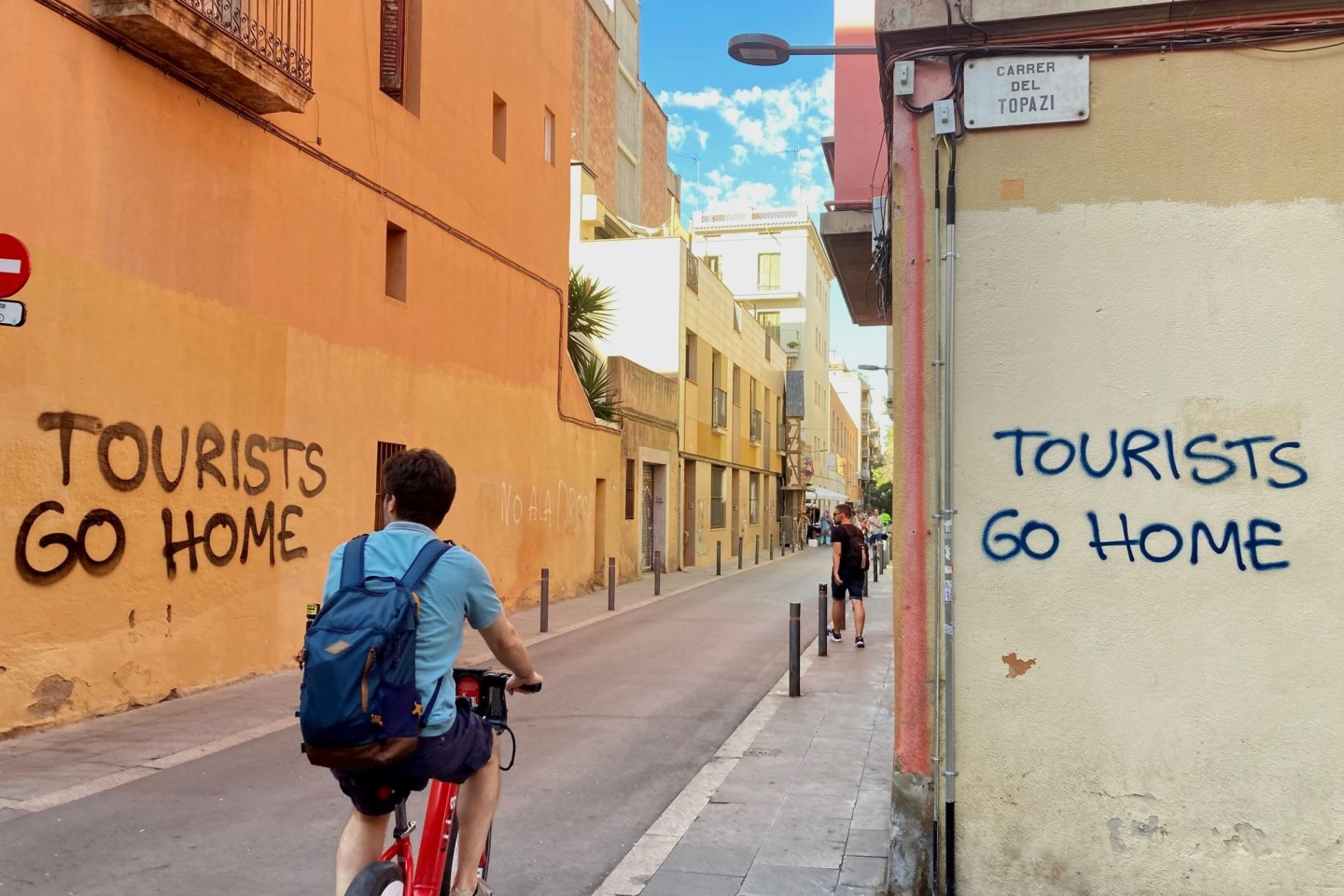 «Tourists Go Home»-Parolen im Künstlerviertel Vila de Gràcia in Barcelona.