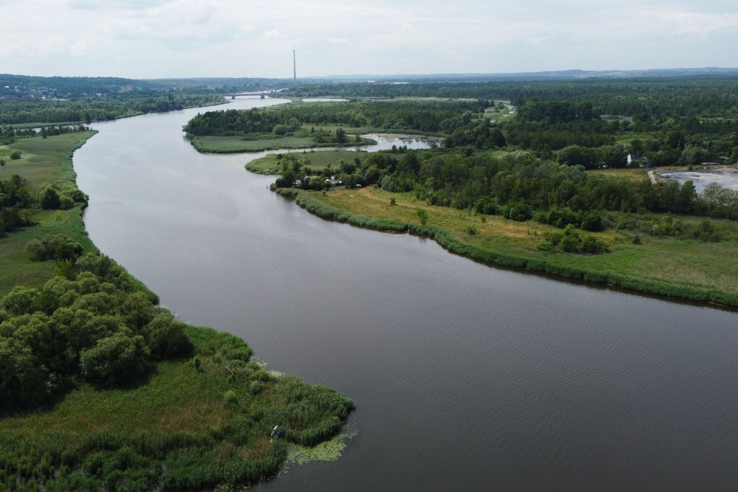 Blick auf die Oder bei Stettin: Behörden zufolge ist das Wasser im Unterlauf des Flusses frei von gefährlichen Goldalgen, die vergangenen Sommer zum großen Fischsterben geführt haben.